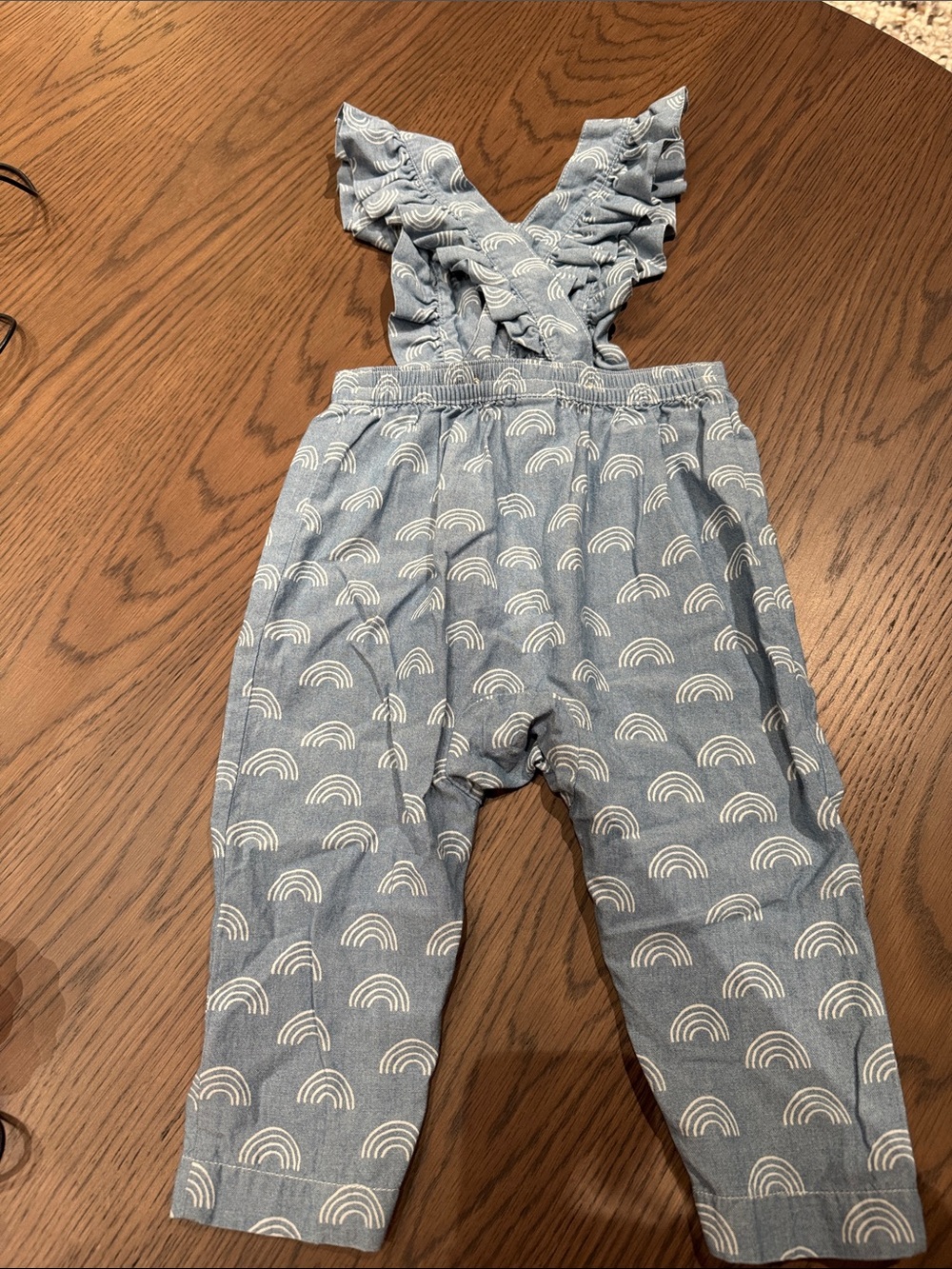 Tea Collection Blue Rainbow Ruffle-Strap Romper - Picture 2 of 3